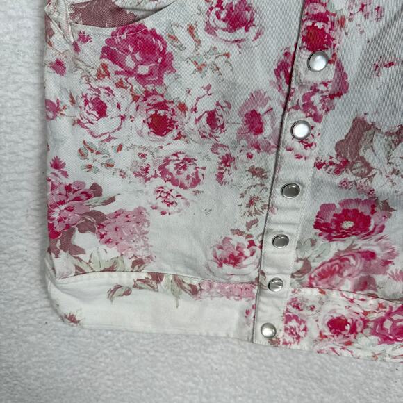 For Love & Lemons Weston Denim Floral Pink Mini Dress Small - Picture 4 of 7
